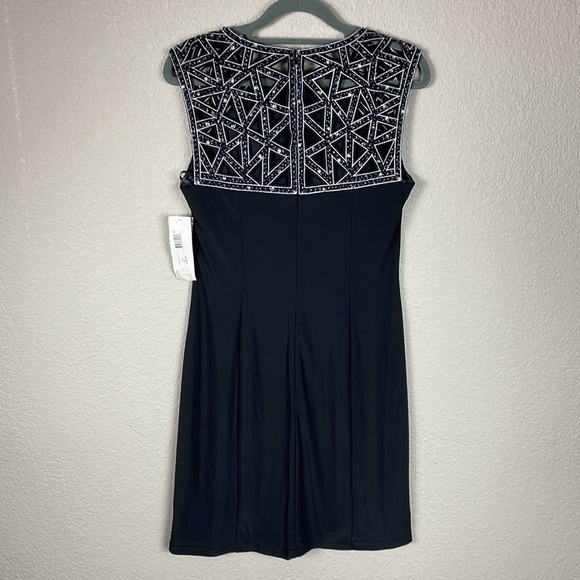 NWT Patra Black Sheath Party Cocktail Mini Dress Geometric Sequin Beaded Sz 4 - Picture 6 of 13